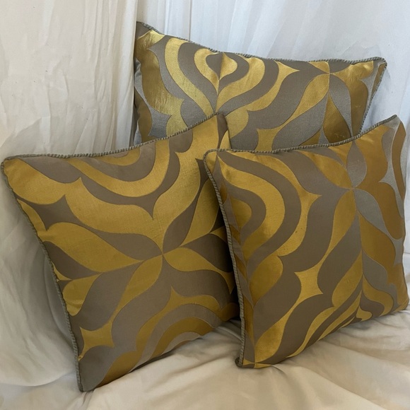 The Homecentric Grey Gold Decorative Jacquard WeaveThrow Pillows - Picture 2 of 6